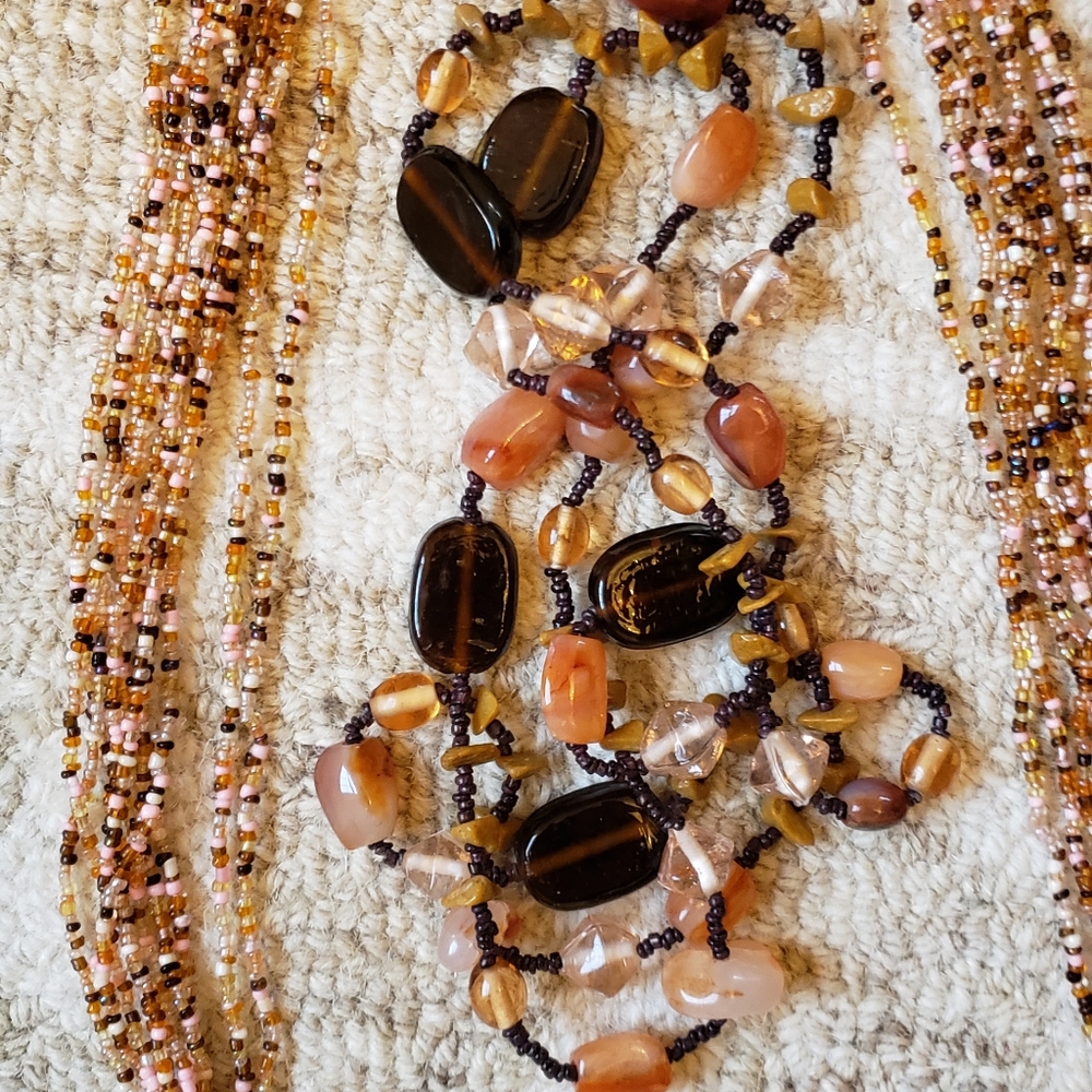 Two Earth tones beaded necklaces